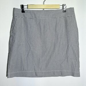Talbots Skirt Womens 14P Black‎ White Railroad Stripe Pencil Lightweight Stretch